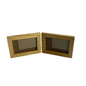 Double Photo Frame 4x6 Double Landscape Natural Wood Oak Hinged Free Standing